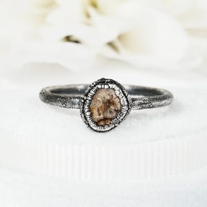 Diamond Slice Ring Brown Galaxy Diamond Ring Alternative Engagement Band 999 Silver Unique Promise Ring Salt and Pepper Diamond Jewellery image 2