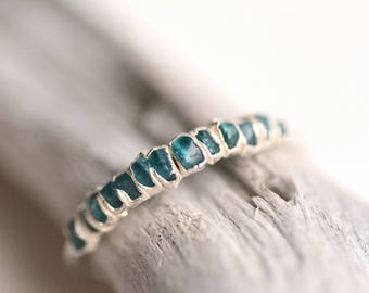 Blue Apatite Band Ring. Apatite Ring. Apatite Band. Wedding Band. Alternative Wedding Ring