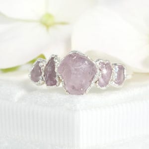 Pale Pink Sapphire Ring Rough Sapphire Engagement Ring Pink Gemstone Jewellery Sapphire Promise Ring Silver Electroformed Jewellery