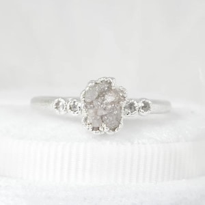 Raw Diamond Ring Rough Diamond Engagement Ring Natural Diamond Band Alternative Engagement Ring 999 Silver Raw Diamond Jewellery