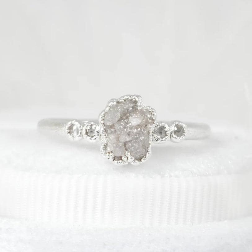 Raw Diamond Ring Rough Diamond Engagement Ring Natural Diamond Band Alternative Engagement Ring 999 Silver Raw Diamond Jewellery