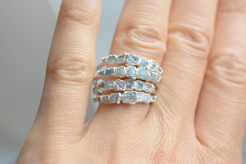 999 Pure Fine Silver Raw Aquamarine Ring Aquamarine Ring Aquamarine Band Ring Aquamarine Wedding Band Aquamarine Ring
