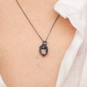 Herkimer Diamond Necklace Black Herkimer Pendant