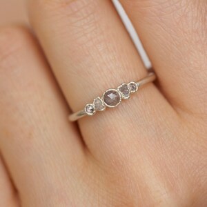 Pink Diamond Ring. 999 Pure Fine Silver Wedding Ring Pink Diamond Alternative Wedding Band Dainty Engagement Ring Diamond Bubble Ring image 4