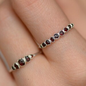 Raw Red Garnet Ring. Raw Red Garnet Band Red Garnet Wedding Ring Red Crystal Silver Ring Raw Garnet Jewellery January Birthstone Ring image 4