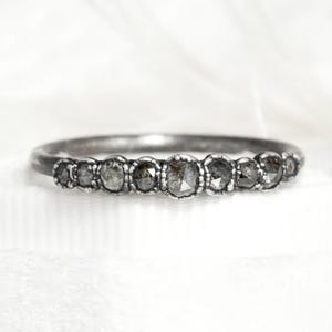 Salt and Pepper Diamond Bubble Ring Galaxy Diamond Wedding Band 999 Pure Silver Wedding Band Rose Cut Diamond Ring