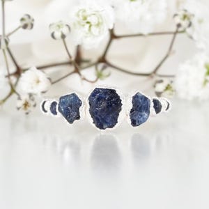 Rustic Sapphire Ring. September Birthstone Ring Coloured Gemstone Ring Alternative Engagement Ring Natural Raw Sapphire Ring Unique Proposal