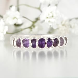 Ombre Amethyst Ring. Shaded Crystal Ring Amethyst Wedding Band February Birthstone Jewellery Electroformed Silver Amethyst Ring image 1