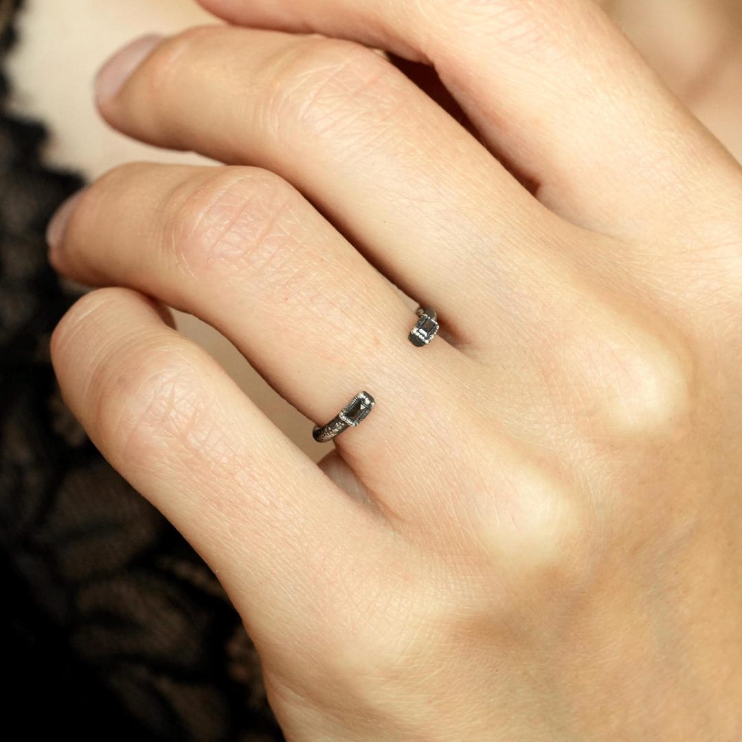 Diamond Cuff Ring. SP Diamond Half Knuckle Ring Rectangular Diamond ...