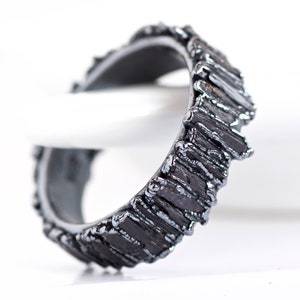 Raw Black Kyanite Eternity Ring Black Crystal Band Rustic Kyanite Ring Natural Kyanite Eternity Ring Raw Black Stone Ring Kyanite Jewellery image 3