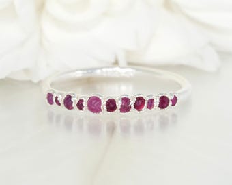 Ruby Bubble Ring Hot Pink Wedding Band Ruby 999 Silver Jewellery July Birthstone Ring Natural Ruby Band