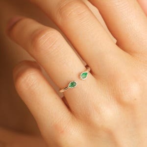 999 reiner Feinsilber natürliche Birne Smaragd Daumenring Smaragdring Silber Smaragdring Silber Smaragd Bandring Smaragd Ehering