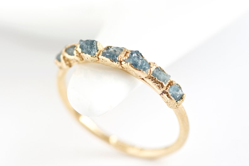 999 Pure Fine Silver Dark Blue Raw Aquamarine Ring. Aquamarine | Etsy