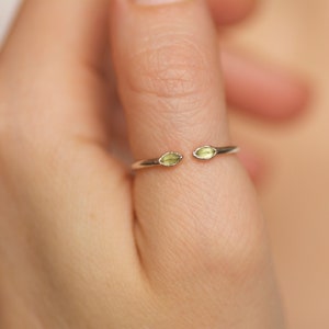 Marquise Peridot Ring. Open Front Peridot Ring. Adjustable Peridot Ring. Peridot Ring Guard. Peridot Cuff Ring. 999 Pure Silver Peridot Ring image 3