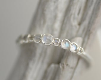 Rainbow Moonstone Ring Pebble Wedding Band Moonstone Jewellery June Birthstone Ring Rainbow Moonstone Promise Ring