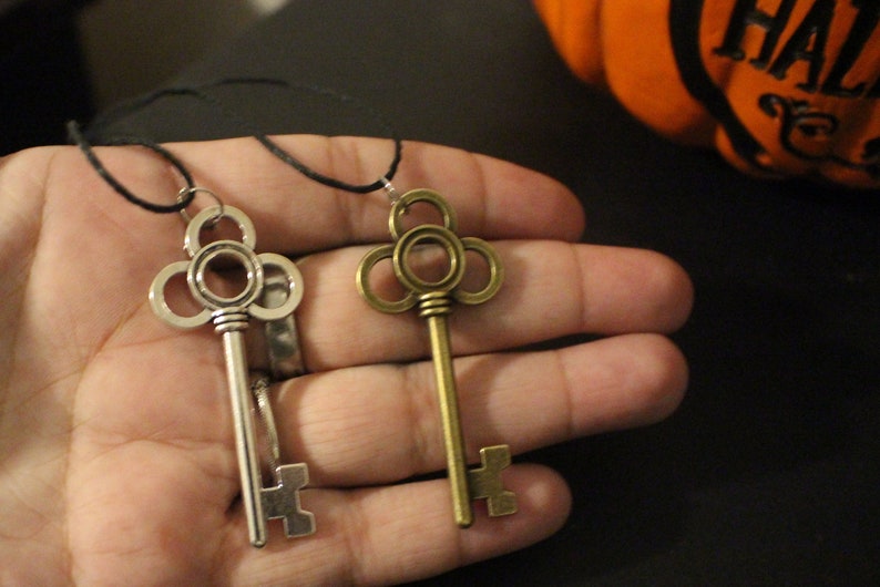 Silver and Bronze Key Pendant Necklaces