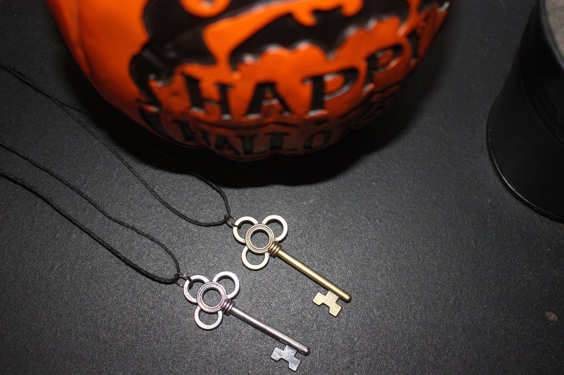 Silver and Bronze Key Pendant Necklaces