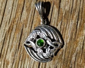 Wolf Dual Dragon Pendant inlaid with Dragonite - High End Sterling Silver