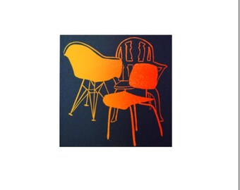 Chairs on blue