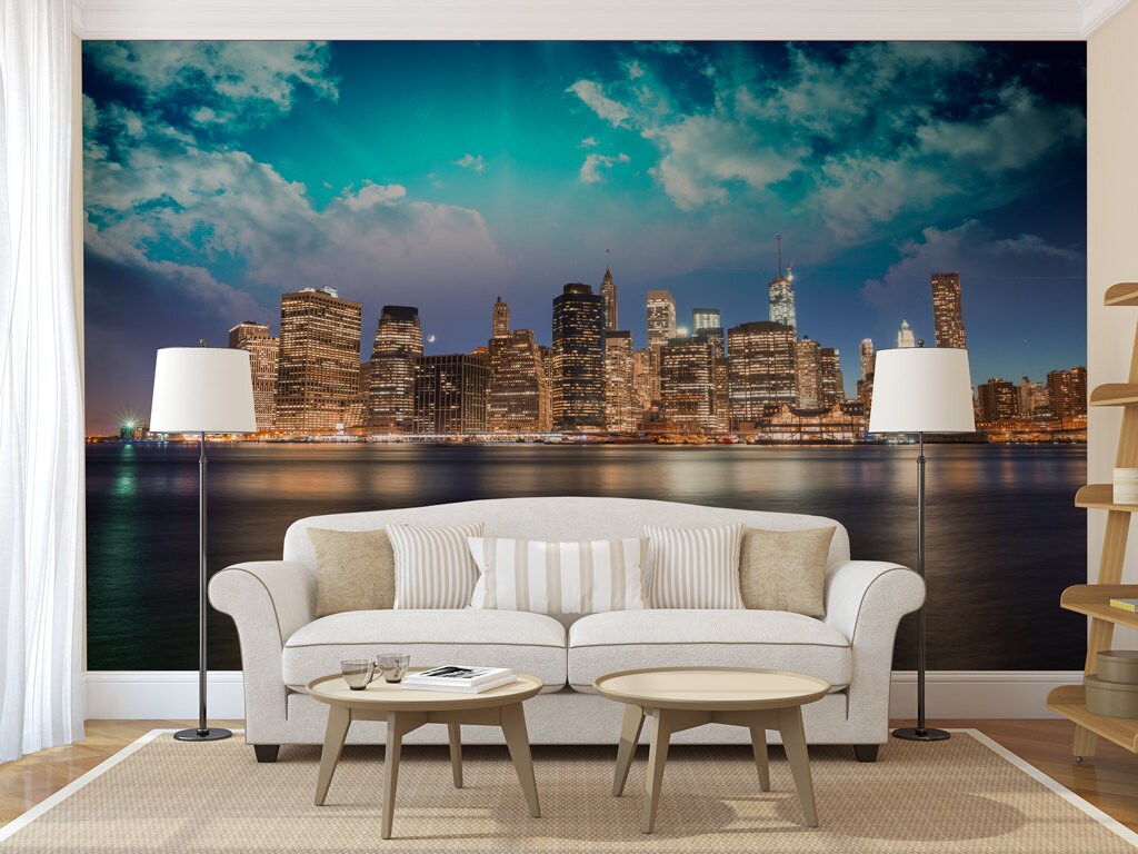 Cityscape MURAL self adhesive peel and stick photo wall mural Etsy