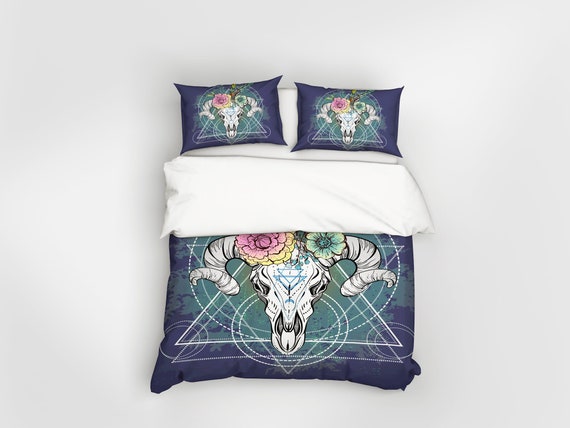 Skull Bohemian Bedding Hippie Bedroom Decor Boho Duvet And Cover Set Geometric Bed Sheet Spiritual Duvet Cover Full Size Comforter