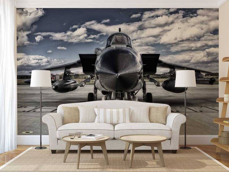 Wall Mural Airplane Wall Mural Jet Wallpaper Sky Airplane Etsy