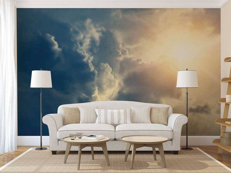 Wallpaper Cloud Wall Mural of the Sky Cloud Wallpaper Wall Etsy