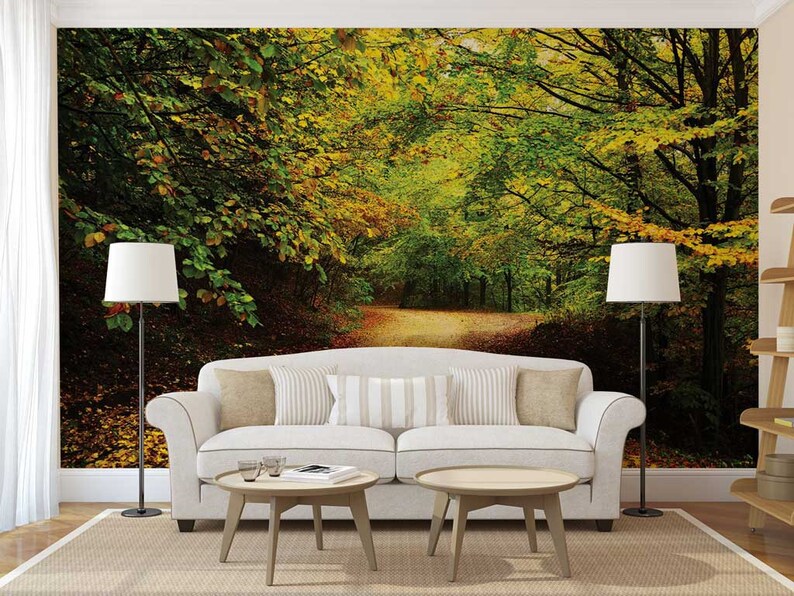 Wall Mural Decal Forestforest Way Wall Mural Wallpaper Etsy