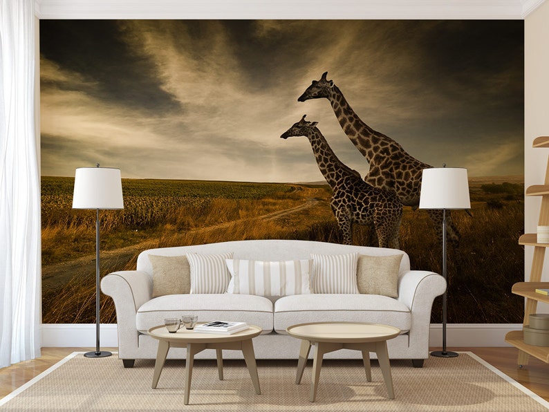 Giraffe Wall Mural Self Adhesive Photo Mural Peel & Stick Etsy