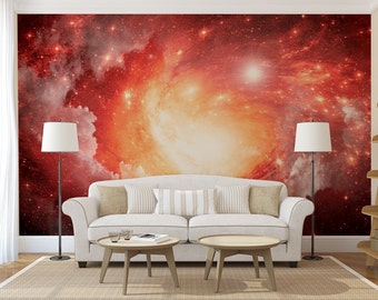 SENGTER Removable 3D Wall Art Outer Space Stickers Flame & Lava Wall Decals Ceiling Decor Galaxy Wallpaper Waterproof Wall Mural Home Wall Decor for Bedroom Living Room 2PACK