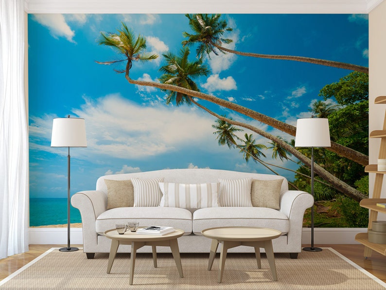 Beach Palms WALL MURAL Self Adhesive Wallpaper Mural Peel Etsy