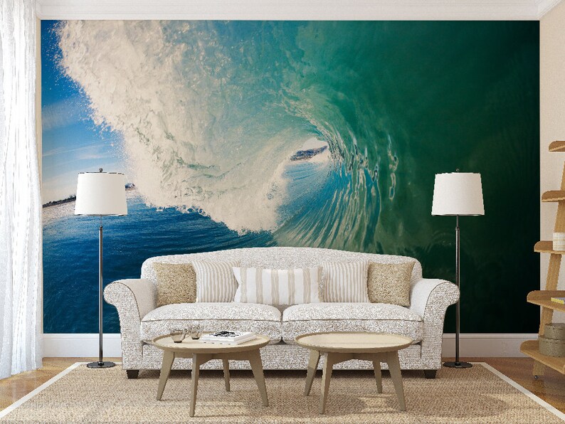 Ocean Wave Wall Mural Wave Wallpaper Waves Wall Hanging Etsy