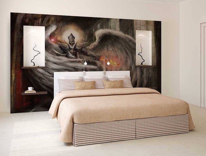 Wall Mural Fantasy Warrior Wall Mural Wallpaper Fantasy Etsy