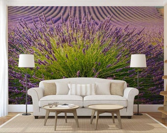 Wall Mural Floral, Lavender Wallpaper, Flower Wall Covering