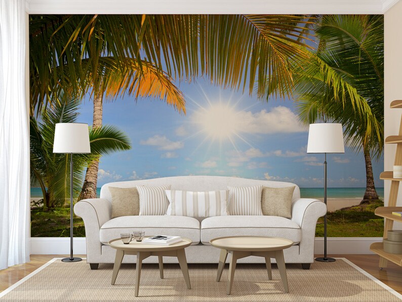 Tropical beach wall mural self adhesive photo mural Etsy