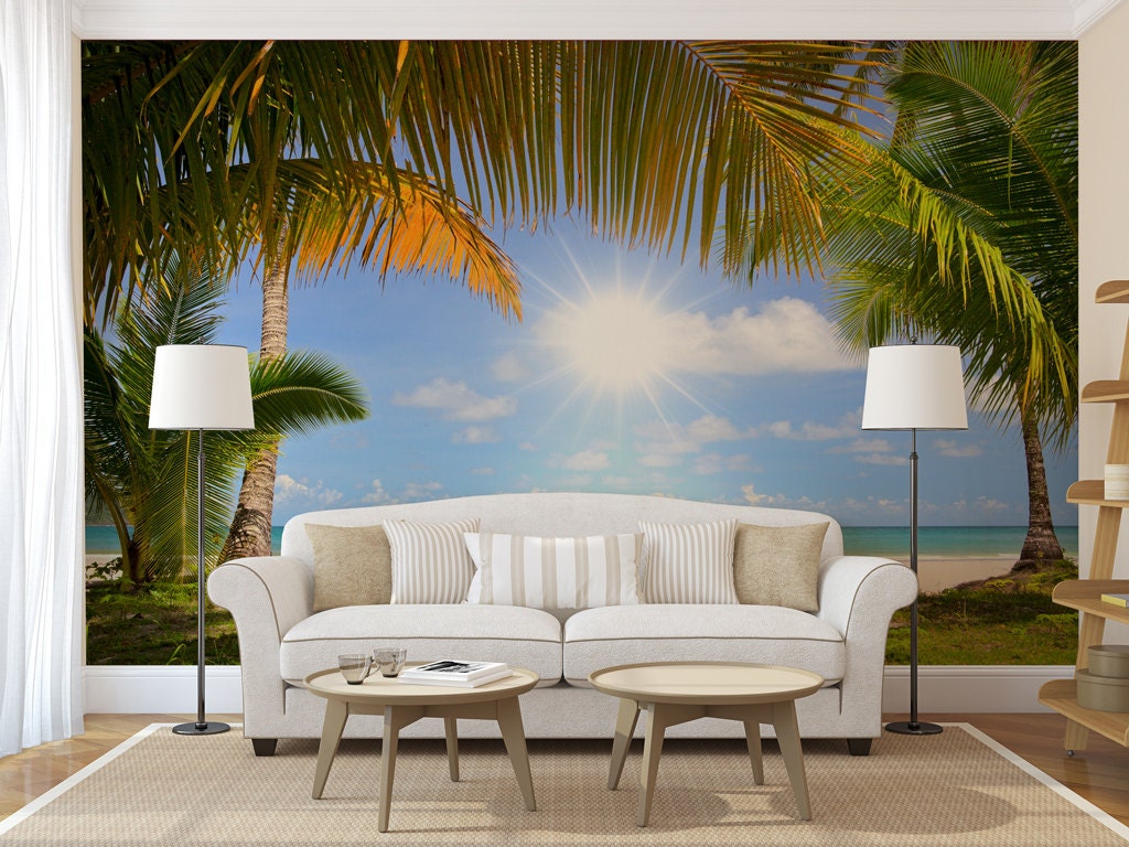 Tropical beach wall mural self adhesive photo mural Etsy