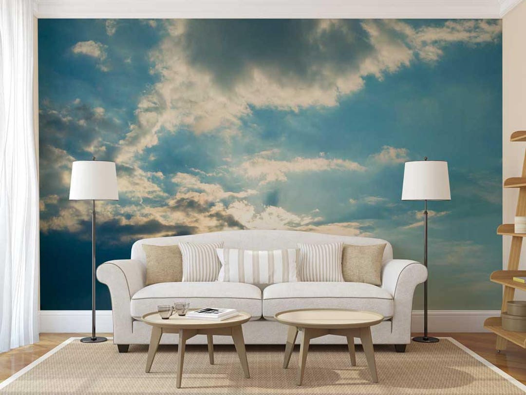 Wallpaper Cloud Sky Wall Mural Wallpaper Sky Cloud Wall - Etsy