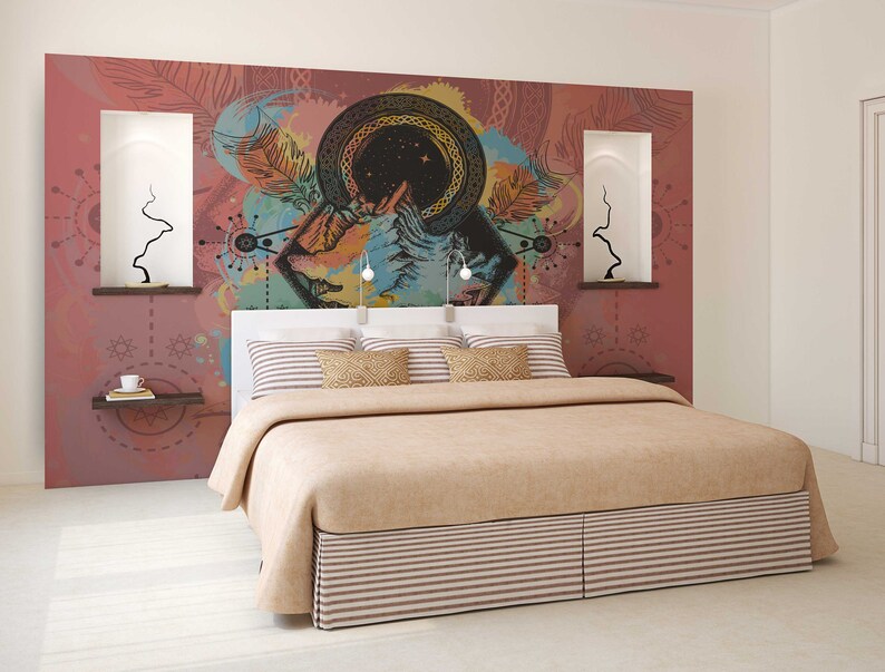 Boho Mandala Wall Decal Bohemian Bedroom Wall Decor Bohemian Wall Mural Mandala Wallpaper