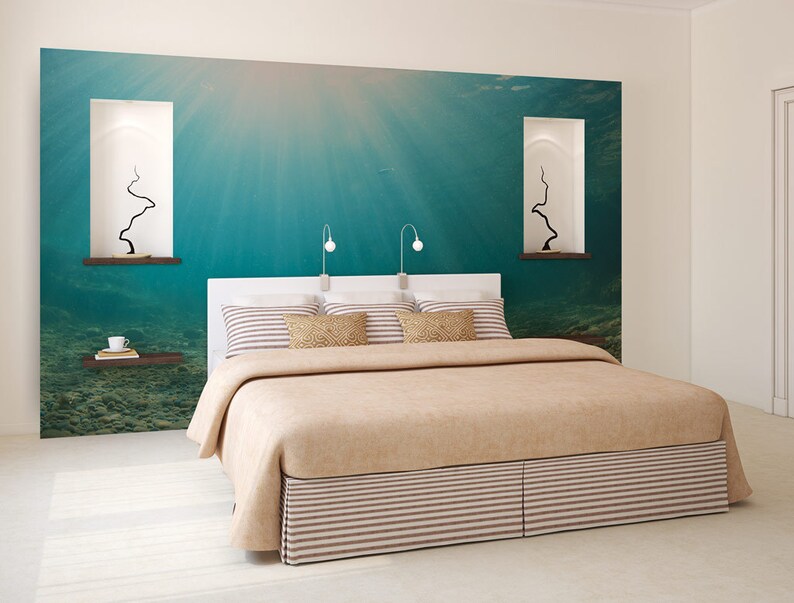 Sun Underwater Wall Mural Peel and Stick Photo Wallpaper Etsy