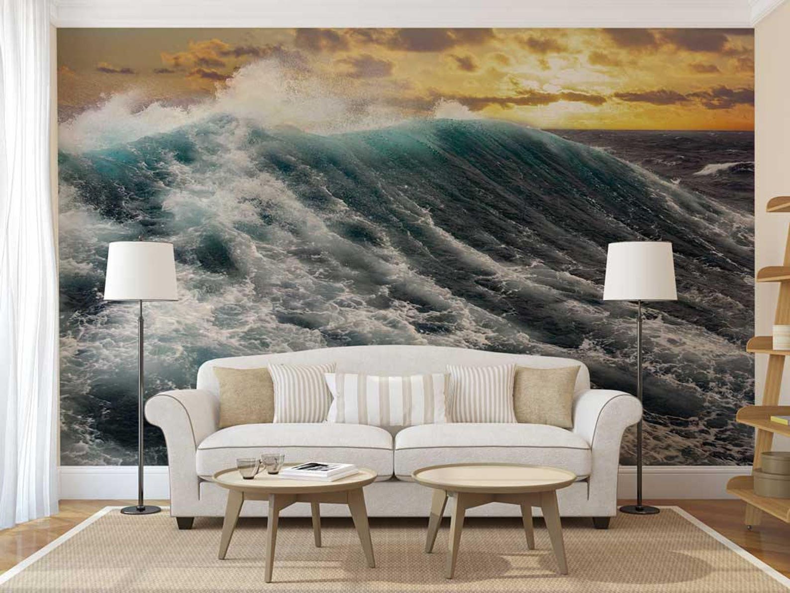 Peel and Stick Wall Decor Wall Mural Wave Wall Mural Exotic Etsy