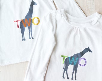 Tweelingen tweede verjaardagsshirts, twee bij twee, strijk-op T-shirt transfers - Kies uit 6 dierenparen - digitaal bestand