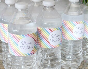 Rainbow Water Bottle Labels, Noah's Ark Water Bottle Wrappers, Rain Water - Rainbow - Printable