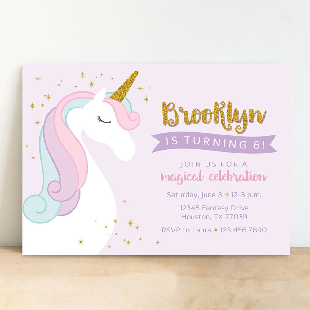 unicorn invitation pastel unicorn invitation with gold