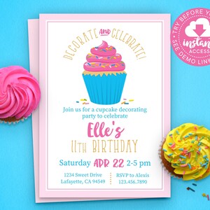 Cupcake Decorating Invitation • Cupcake Decorating Birthday Party ...