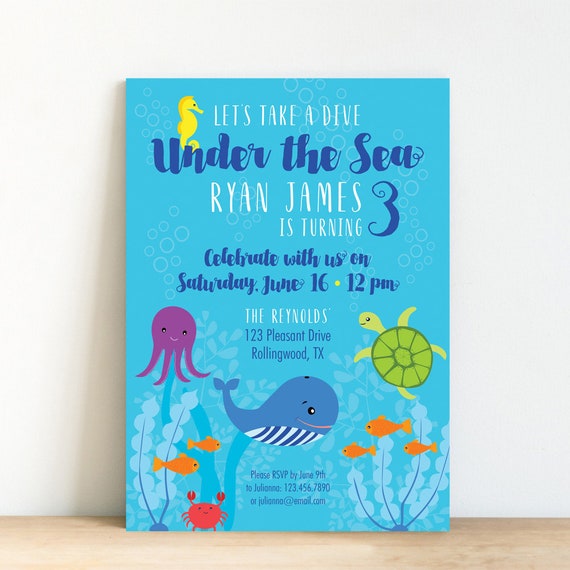 Under The Sea Invitation Printable Birthday Invitation Ocean