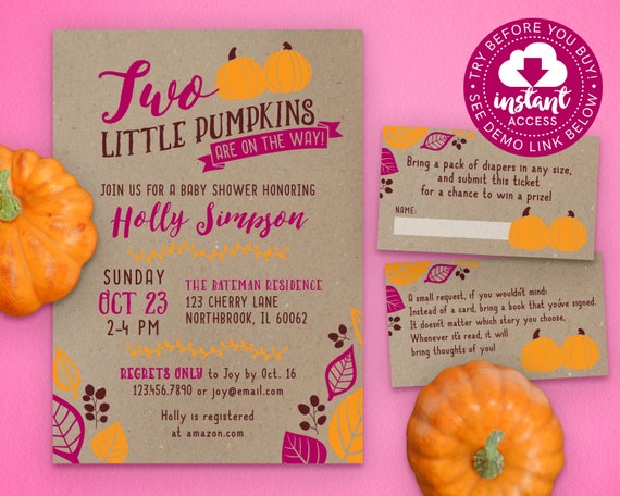 pumpkin themed baby shower invitations