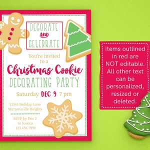 Christmas Cookie Decorating Party Invitation Cookie Decorating Holiday Party Printable Personalize & Download Instantly image 3