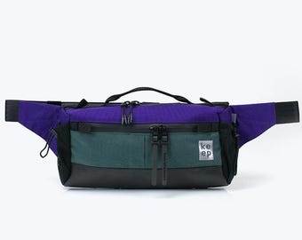 Arakawa mini Sling Bag, Cordura Bicycle Bag, Violet Black Brown Green Blue Fanny pack