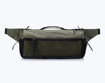 Arakawa mini Sling Bag, Cordura Bicycle Bag, Green & Black Fanny pack