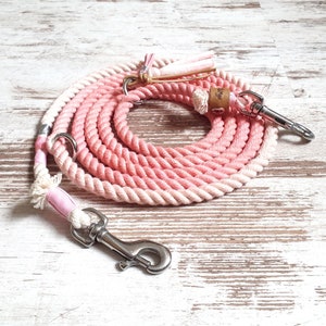 Ombre dog leash Holi Love Story made of hand-dyed cotton rope color pink in silver, gold or rose gold image 8